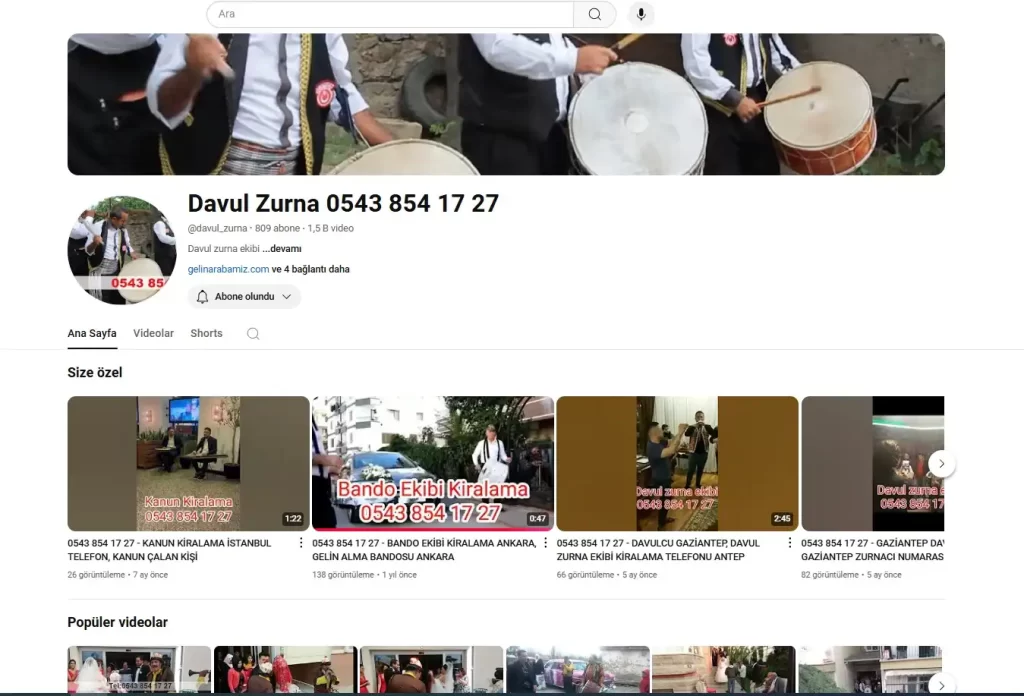 Karabük Davulcu Youtube Videoları